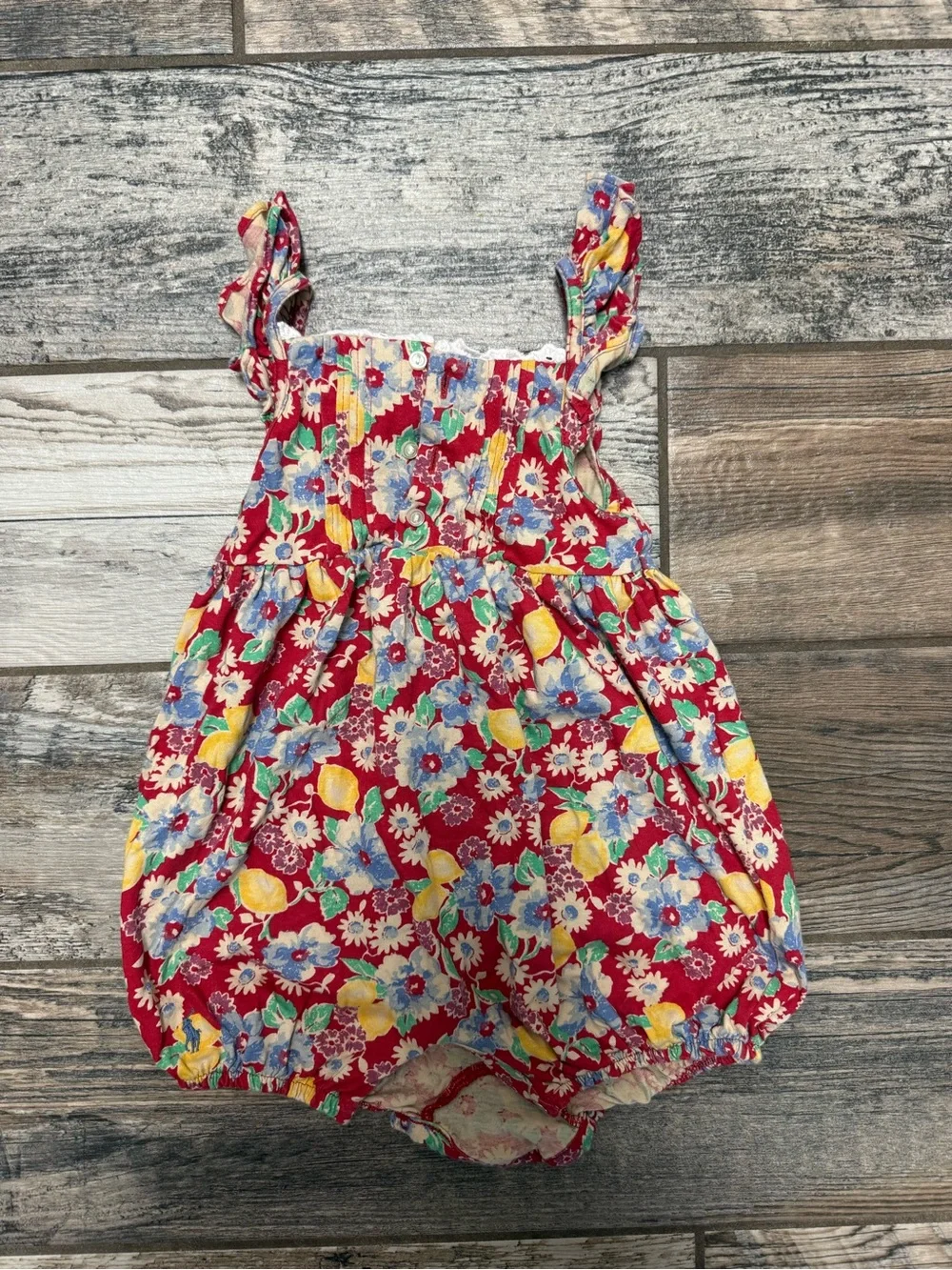 Ralph Lauren Red and Cream Floral Infant Romper